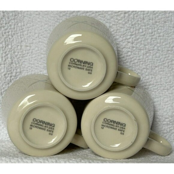 Corelle By Corning Coffee Cups Spring Pond Pattern Introduced 1985 Set Of Three - Picture 7 of 11